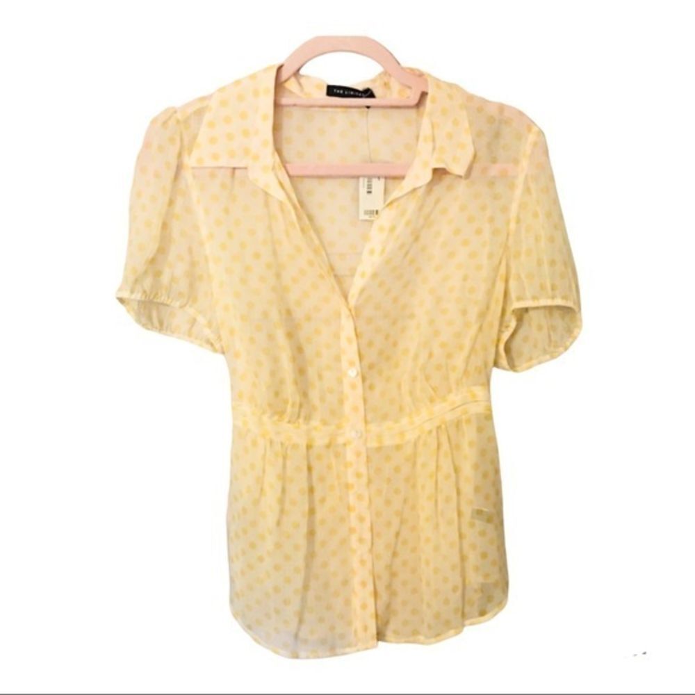 The Limited Sheer Yellow Polkadot Blouse - Size Large